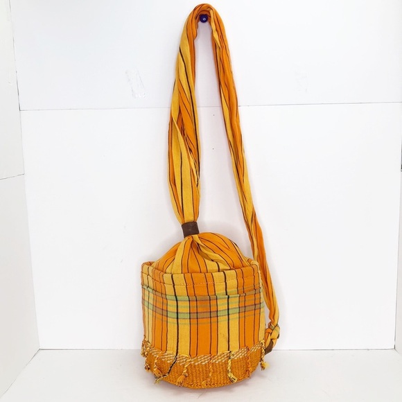 Bohemian woven/fabricshoulder sling Crossbody bag with tassels. - Picture 6 of 11